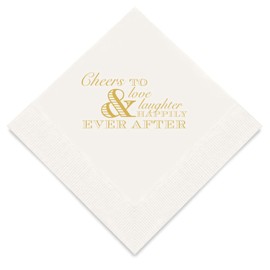 Weddingstar 3-Ply Gold Foil Cocktail Napkins White - Wedding Cheer