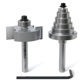 APIOLO Professional Rabbet Router Bit Set 1/4 Shank 1pcs with 6 Interchangeable and Adjustable Bearings for Multi Depths Cutter 1/8", 1/4", 5/16", 3/8", 7/16", 1/2", for Woodworking