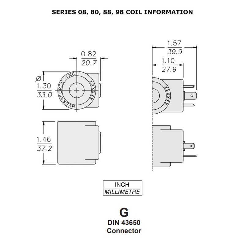 Hydra Force HY 6306012 - Coil 3 Prong DIN 12