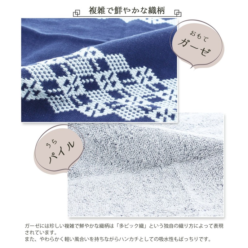 Yokota Towel, Navy, 9.8 x 9.8 inches (25 x 25
