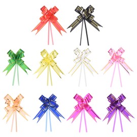 PATIKIL 3.3" Pull Bows Set of 200 Gift Wrapping Pull Bows Gold Thread Style Basket Gift Ribbons Knot Bows Wedding Birthday Party 10 Colors