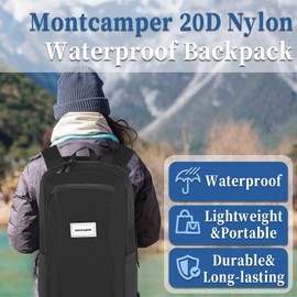 MONTCAMPER Hiking Daypack - Lightweight & Water-Resistant Portable Backpack for Travel, Camping, Outdoor Adventures(16L, black)