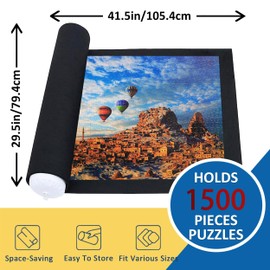 Puzzle Mat with Roll Function, Puzzle Mat for up to 1500 Pieces, Portable Puzzle Mat for Jigsaw Puzzle, Practical Accessory for Storage and Transport, Rug for Puzzle Fans