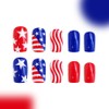 24Pcs 4th of July Press on Nails Short Square Red