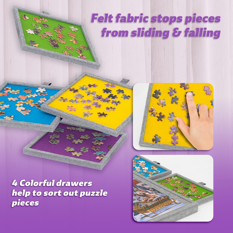 Tektalk Jigsaw Puzzle Table with Integrated Adjustable Stand/Bracket, 3-Tilting-Angle Super