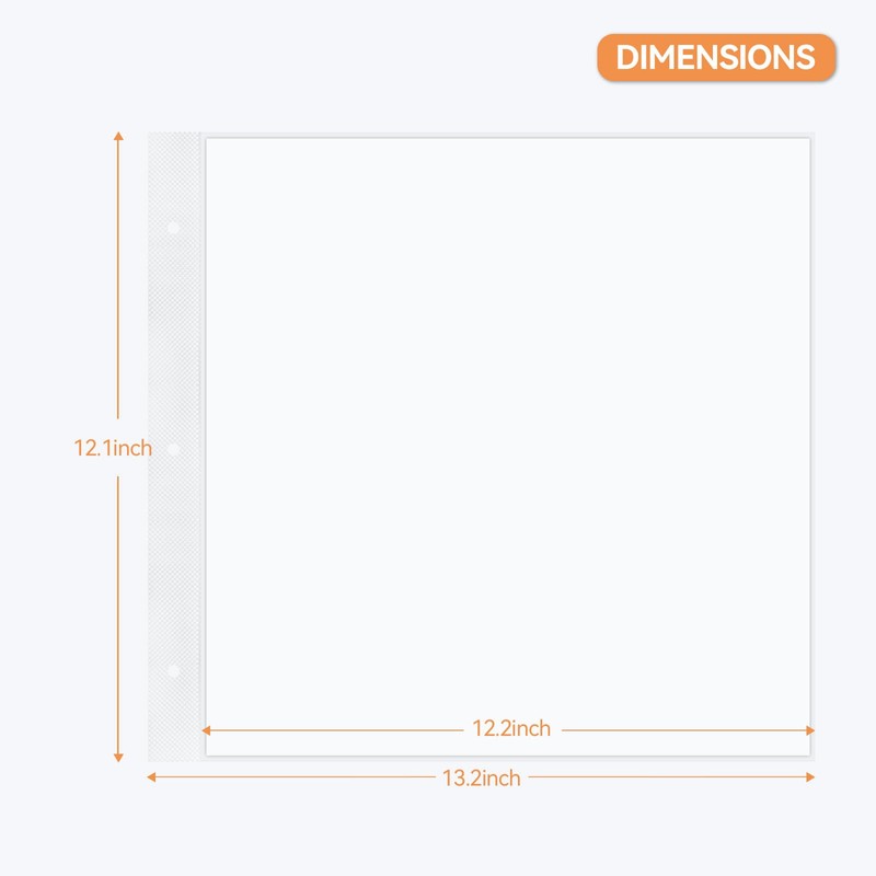 12x12 Scrapbook Album Refill Pages Set, with 10 Plastic Sleeves