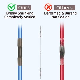 Heat Shrink Butt Wire Connectors - 200Pcs Insulated Electrical Wire Connectors Automotive Marine Grade Wire Crimp Terminals Butt Splices, Ideal for Boat, Truck, Waterproof (Black A.W.G 14-12)