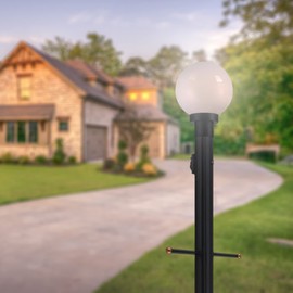 Ciata Outdoor Lamp Post, One-Light Polycarbonate Outdoor Post Mount Decorative Lantern in Black Finish, E26 Base, 60 W Max, Mounts on 3 Inch Std Post (Not Included), Opal Acrylic Globe Light Fixture