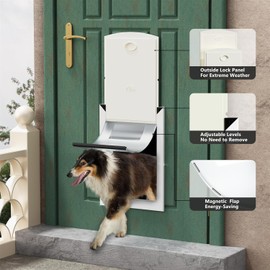 Aluminum Dog Door for Door with Magnetic Flaps, Extra Large Dog Doors for Large Dogs, Two Sliding Lock Panels Included, Pet Door for Dogs up to 220lbs