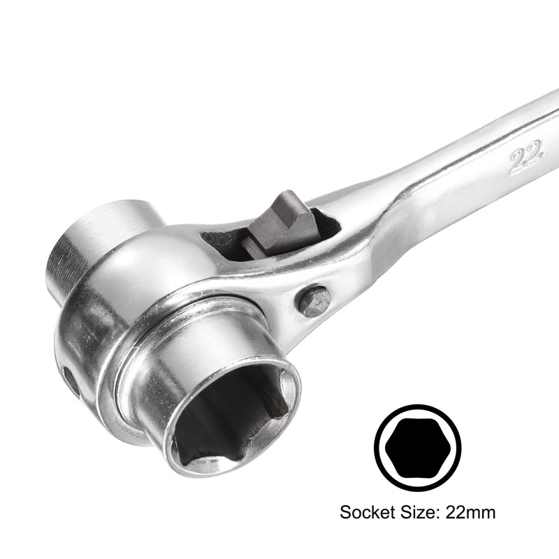 uxcell 21 x 22mm 12-Point Scaffold Podger Ratchet Spanner Ratcheting