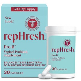 RepHresh Pro-B Suplemento Probiótico Femenino, 30 Cápsulas, Probióticos para Rutina Diaria de la Mujer, Fórmula Sin Sabor