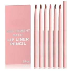 6 Colors Brown Lip Liner Set for Women - Dark Red Nude Waterproof Lip Liner Pencils for Defining & Filling Lips, Long-Lasting Smooth Lip Makeup, High Pigmented Pack