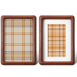 Wenqik 2 Pcs Walnut Wood Picture Frames, Standing Desk Photo Frame, Walnut Solid Natural Wood Tiny Picture Frame with Acrylic, 3.5 x 5 with Mat or 4 x 6 Without Mat for Tabletop and Wall Mounting