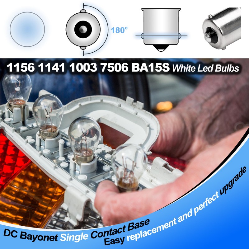 Heifymi 1156 1141 1003 7506 BA15S LED Bulb,12V-24V for RV