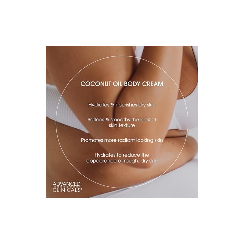 Advanced Clinicals Coconut Oil Cream. Two Spa Size 16oz Moisturizing