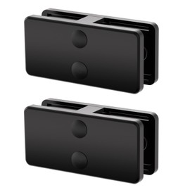 Railing Glass Clamp,2 Pack Black Powder Coated 304 Stainless Steel Adjustable Frameless Glass Rail Clamp Hardware 180 Degree Corner Glass Clips Holder for Balcony and Staircase
