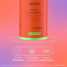 WU Nutrition LATIDO | Omega 3 Aceite de Salmón | Fuente Natural de EPA y DHA | Aceite Puro de Salmón | Suplemento Alimenticio Sin Gluten | Salud del C