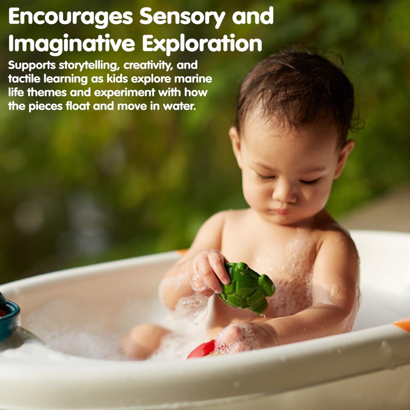 PlanToys® Sea Life Bath Set Wooden Montessori Tactile and Imaginative