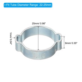 PATIKIL 20 Pack 22-25mm Double Ear Hose Clamp, Galvanized Steel O Clip Crimp Rings for Fuel Petrol Pipe Tube Fitting Connections, Silver Tone