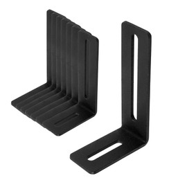 4 Inch Adjustable Angle Bracket, 8 PCS Heavy Duty L Brackets for Wood, L-Shape Corner Brace with Slot, Metal Right Angle Brackets Black Floating Shelf Bracket for Holding, Mounting, and Fixing