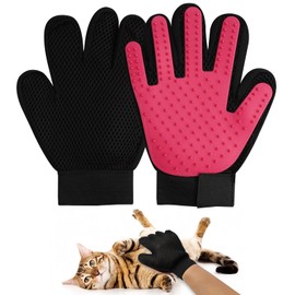 Pet Grooming Gloves for Cats, Dogs, and More - Gentle Deshedding Brush Gloves with Enhanced Five Finger Design, Efficient Pet Hair Remover Mitt for Long/Short Fur, Massage Tool for Animals, 1 Pair