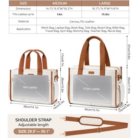 Canvas Tote Bag for Women, 15-Pocket Large Crossbody Handbag Bible Laptop Bag Zipper Bookbag for Teacher Work Travel College