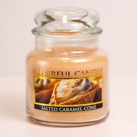 A Cheerful Giver Salted Caramel Cone 16oz Medium Scented Candle Jar with Lid Cheerful Candle 80 Hours of Burn Time, Christmas Gift for Women, Orange