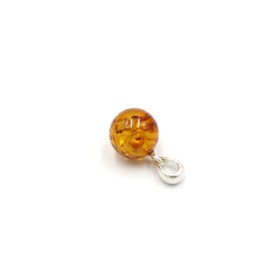 Amber Round Pearl Pendant Cognac Colour with 925 Sterling Silver Bow | Baltic Amber Pendant Necklace | Amber Jewellery, Silver amber Silver, Amber, pearl