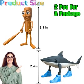 ULTHOOL Tralalero Tralala Action Figure Set, Italian Brainrot Shark Meme Figures Toys, Tung Tung Tung Sahur Animals Dolls, Creative 3D Collectible Toy Gifts for Fans