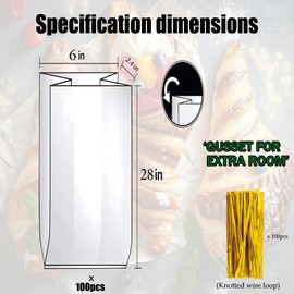 PEOKPIPLE Reusable Bread Bags for Homemade Bread & Sandwich Bread ， 100 Pack Clear Plastic Storage Bags with Ties, Airtight Food Safe Design for Home Bakers and Bakeries（6"x2.4"x28"）
