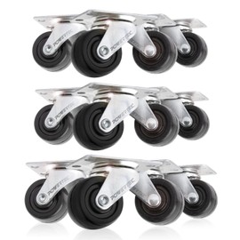 POWERTEC 1-1/2 Inch Swivel Caster Wheels Set of 12 with 480 lbs Loads (160 lbs Loads for Set of 4), Heavy Duty Plate Casters, Rubber Castor Wheels for Furniture, Cart, Dolly and Workbenches (17209-P3)