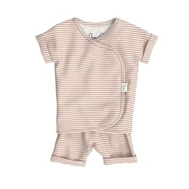 Bonsie Skin to Skin Babywear Romper - Pink Striped Baby Short Sleeve - Berry Twist (Berry Twist, Newborn)