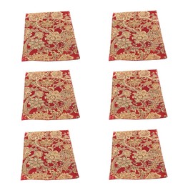 Luxury Retro placemats for Dinner Table Set of 6,Machine Washable Fabric Placemats Non-Slip Heat Resistant Indoor Dining Table mats placemats (Red, Set of 6)