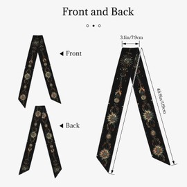 Retro Floral Goth Sun Black Head Scarf Hair Neck Scarves for Women Fashion Purse Bag Scarfs Handbags Silky Satin Headscarf Charms