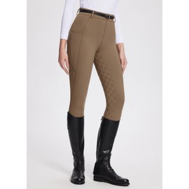 baleaf Womens Horse Riding Pants Equestrian Full Seat Breeches Horseback Tights Silicone Zipped Pocket Brown L
