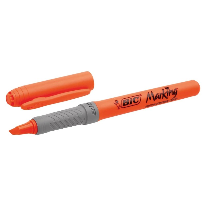 BIC Highlighter Grip Pens - Orange, Box of 12