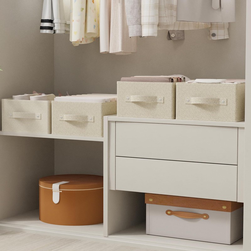 ENUMAIL Collapsible Fabric Storage Boxes,Linen Fabric Cube Organizer Baskets,Storage Bins
