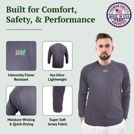 iFR Base Layer - Mens Long Sleeve Tee Shirts - Fire Resistant Shirts for Me - Fire Resistant Clothing - Navy - 2XL