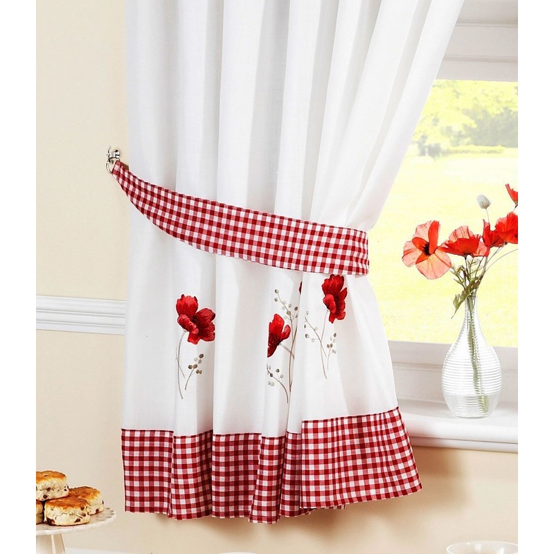 HomeSpace Direct Poppies Pencil Pleat Kitchen Pelmet 136 x 10