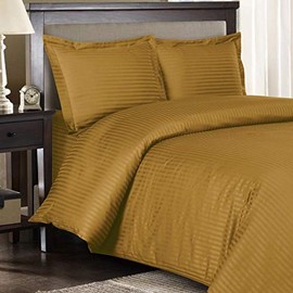 Royal Hotel's 8pc Full size Bed-in-a-Bag Striped Bronze 300-Thread-Count Siberian Goose Down Alternative Comforter 100 percent Egyptian-Cotton 100% Cotton - includes sheets and Duvet Cover Sets