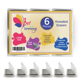 Art Eraising Kneaded Erasers for Artists, 6 Pack Erasers for Drawing Art, Large Size Grey Kneadable Eraser for Drawing Artists, Art Supplies, Art Gum Erasers for Charcoal Pencils, Sketching Supplies