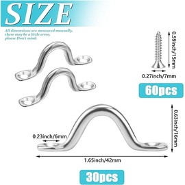GZkushi Pack of 30 Stainless Steel Pad Eye, Fender Eyelet, Small, 304 Stainless Steel for Kayak, Canoe, Kayak, Canoe, Rigging with 60 Screws and Screwdriver (6 mm Silver)