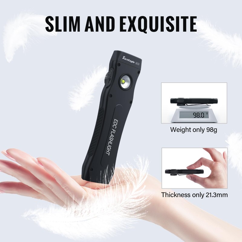 TactEagle AC12 Rechargeable EDC Flashlight 1100 Lumens, Pocket LED High