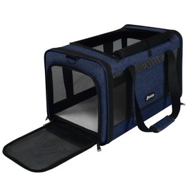 GAPZER Cat Carrier 18x11x11 United Airline Approved, Top Loader Heavy Duty Softshell Pet Flying Bag 18lbs, Small Dog Chihuahua Crate 5-10 Pounds, Kitty Transport Kennel, Miniature Poodle Case Navy