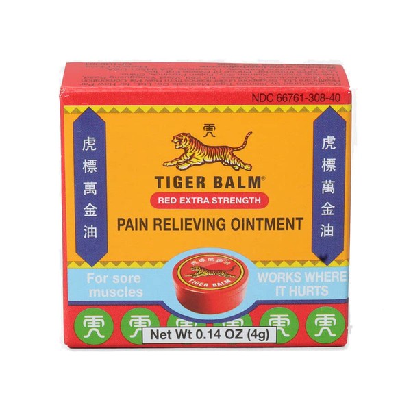 Tiger Balm, Red Pocket Size Tin, Extra Strength Tiger Balm 4 g Balm