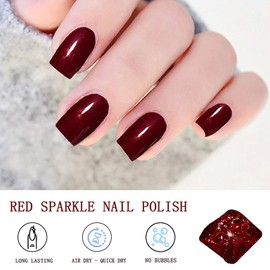 ASMAYSA Dark Red Nail Polish, Burgundy Nail Polish Long Last for Women, Wine Red Nail Polish, Pearlescent Nail Polish