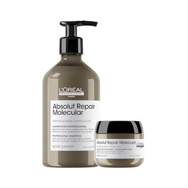 LOral Professionnel Absolut Repair Molecular Kit  Shampoo Reparador Sin Sulfatos 500ml  Mascarilla 75ml  Reconstruye la Fibra Capilar a Nivel...      