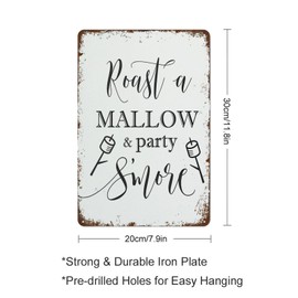 Roast A Mallow and Party S'More Sign Winter Wedding Sign Retro Metal Tin Sign Vintage Wall Decor Funny Decorations for Home Bar Pub Cafe Farm Room Metal Poster 8x12 Inch Sign Gift