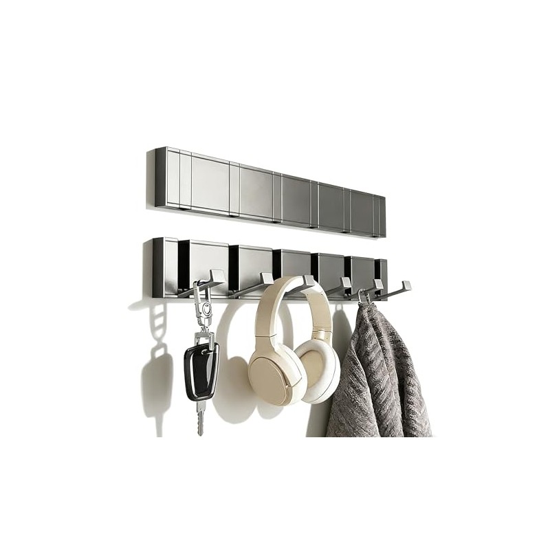 Drovalles Coat Rack Wall Mounted, 5 Retractable Pegs, Heavy Duty,