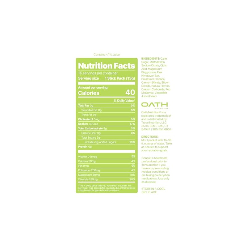Oath Nutrition Hydration Electrolyte Powder, Complete Electrolyte Blend for Rapid